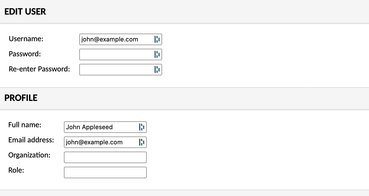 Screenshot of Apache Guacamole showing the process of adding a user